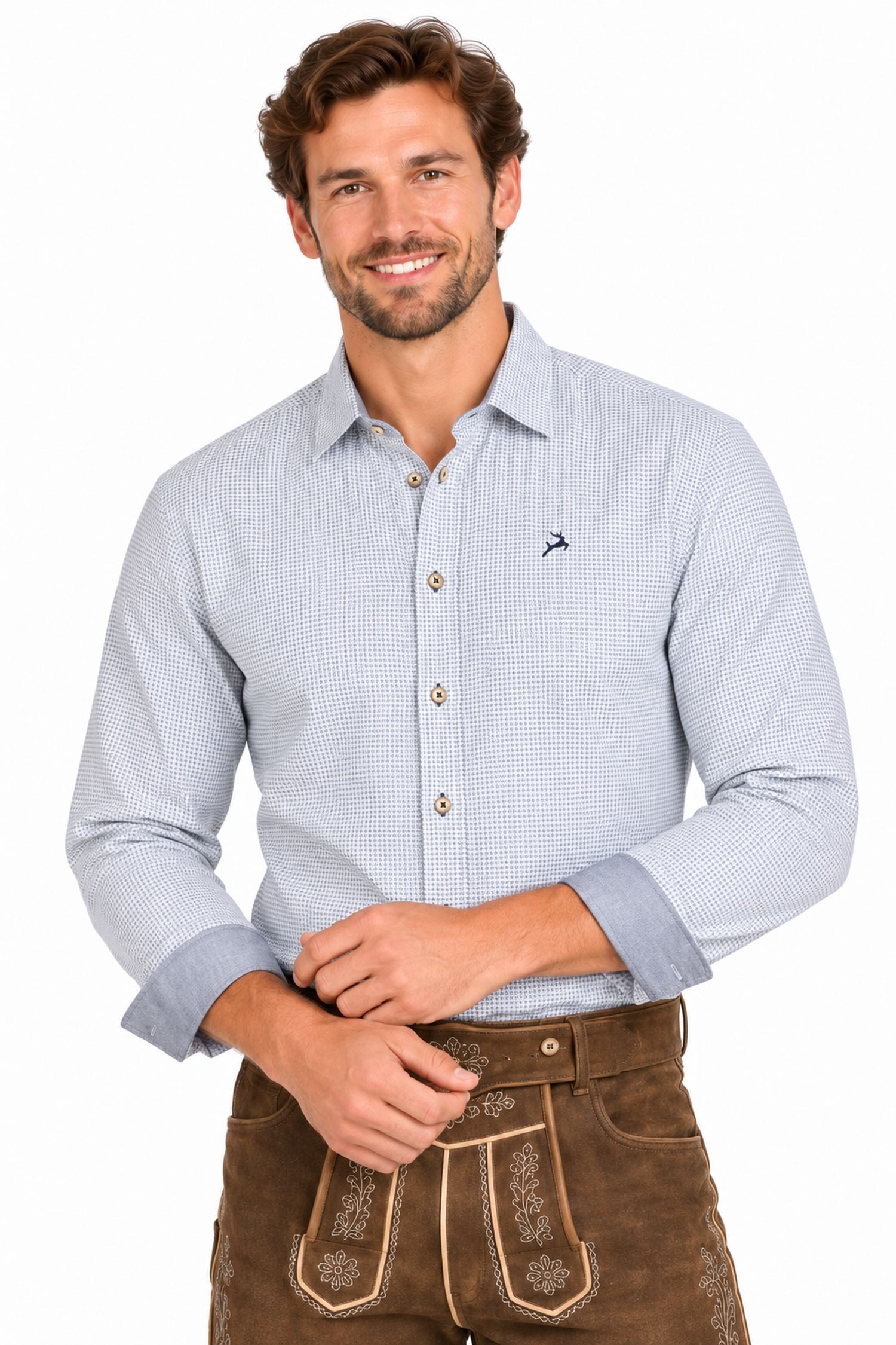 Maddox Trachtenhemd Trachtenhemd - Hemd-102, Blau