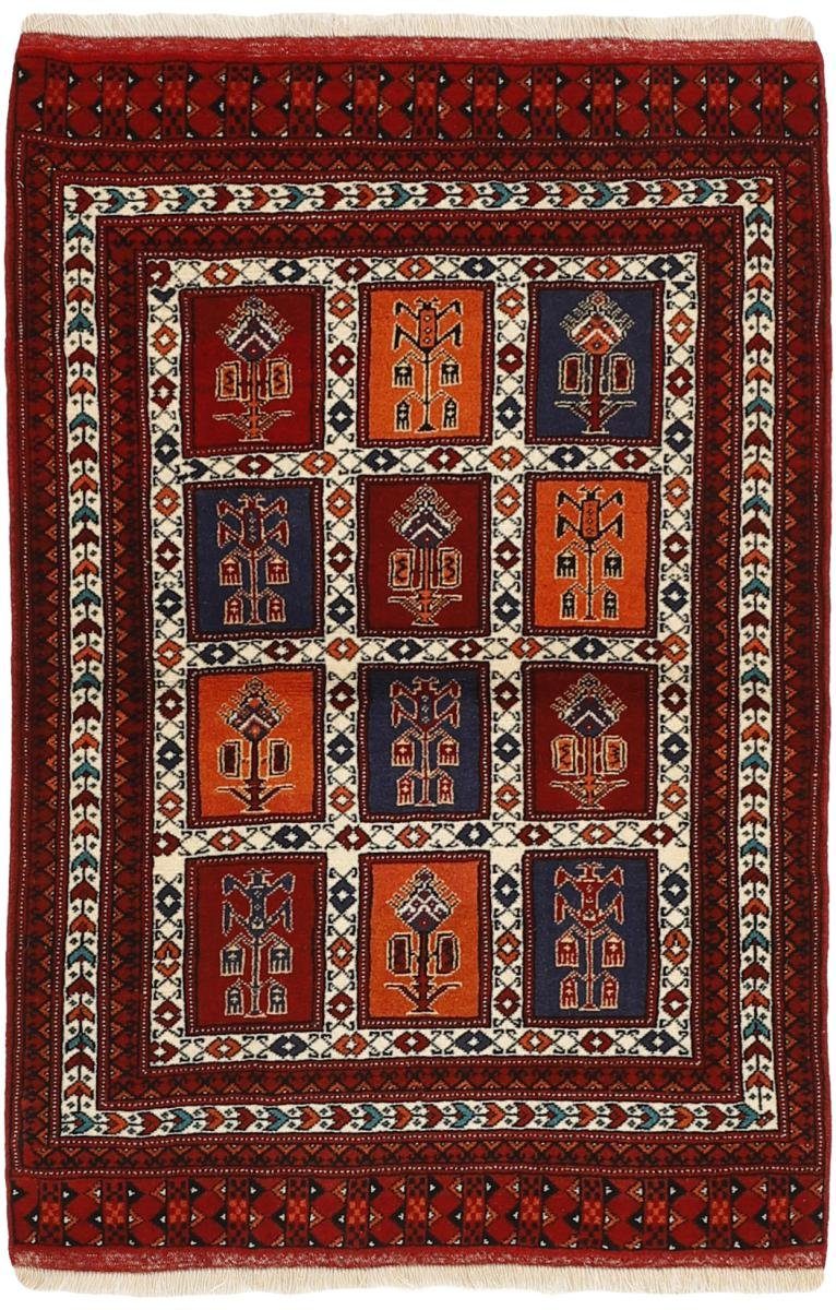 Orientteppich Turkaman 92x129 Handgeknüpfter Orientteppich / Perserteppich, Nain Trading, rechteckig, Höhe: 6 mm
