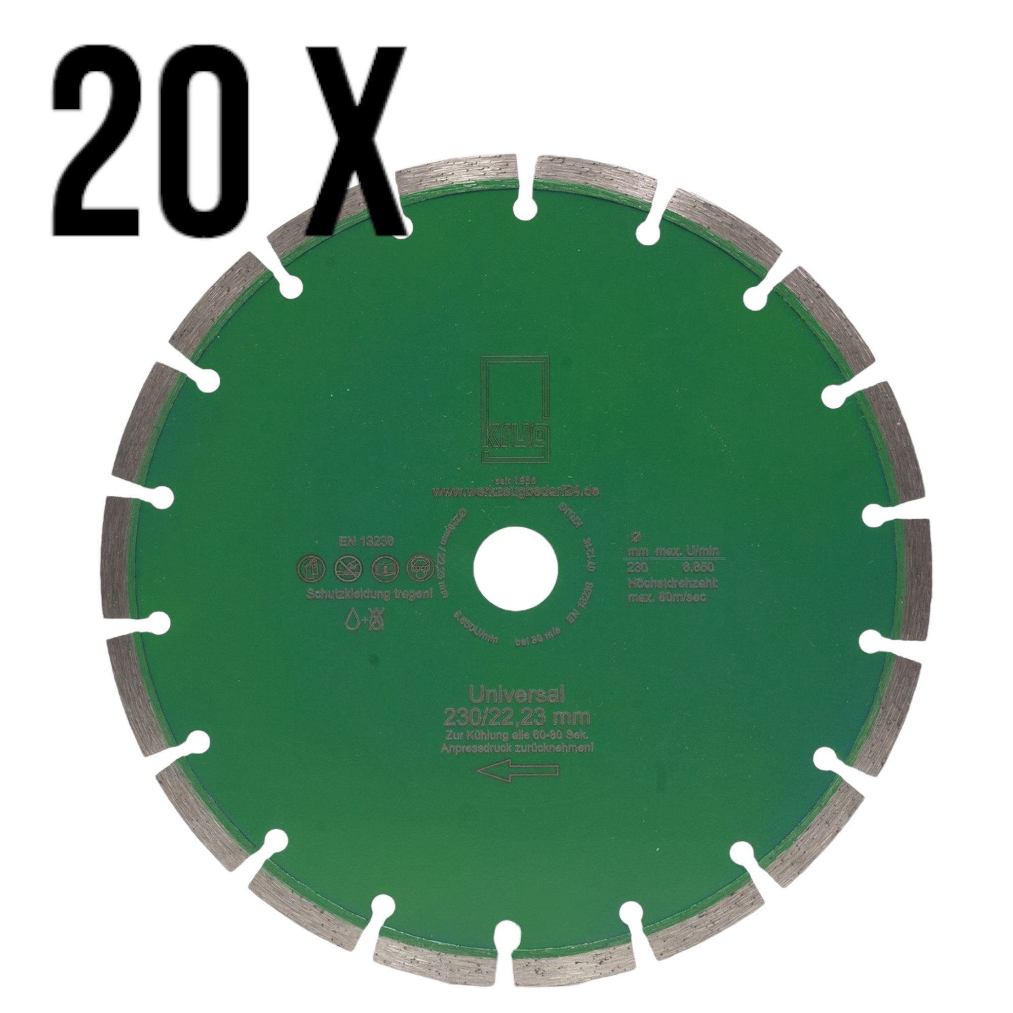 Trennscheiben Set 20 Stück Diamantscheibe Green Cut 230 /22,2 mm für Beto