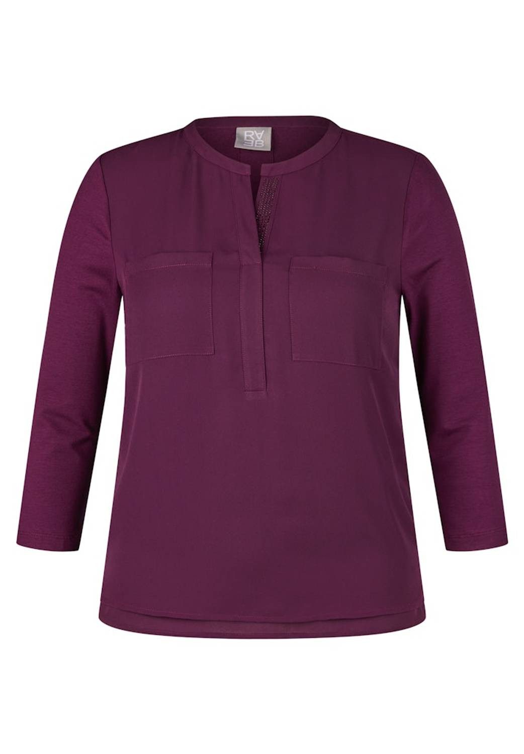 Rabe Klassische Bluse Glamourios Berry Serafinoausschnitt mit Glitzersteinen