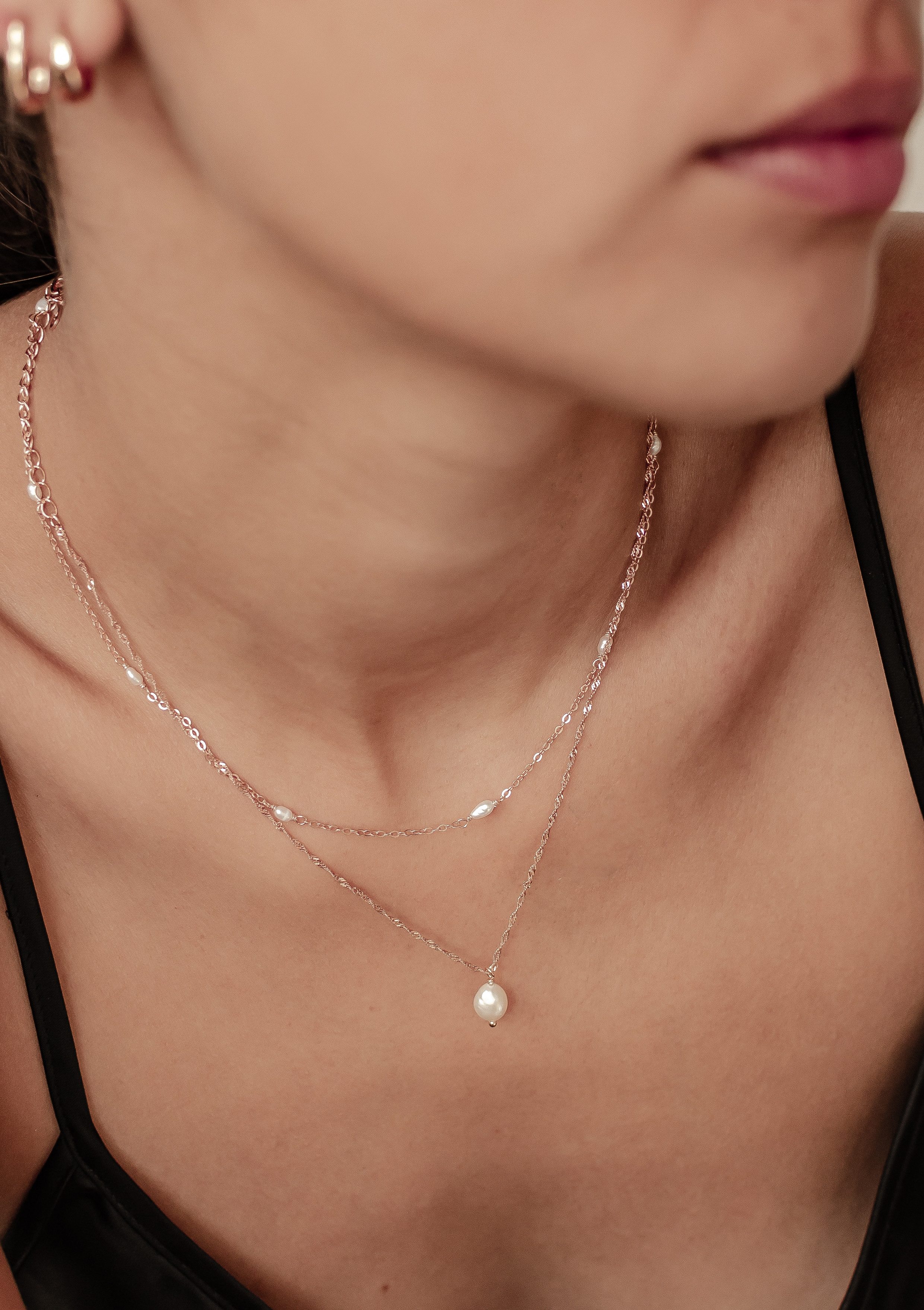 Hey Happiness Perlenketten-Set Damen 2-tlg., Schmuckset, Layer Halskette Si günstig online kaufen