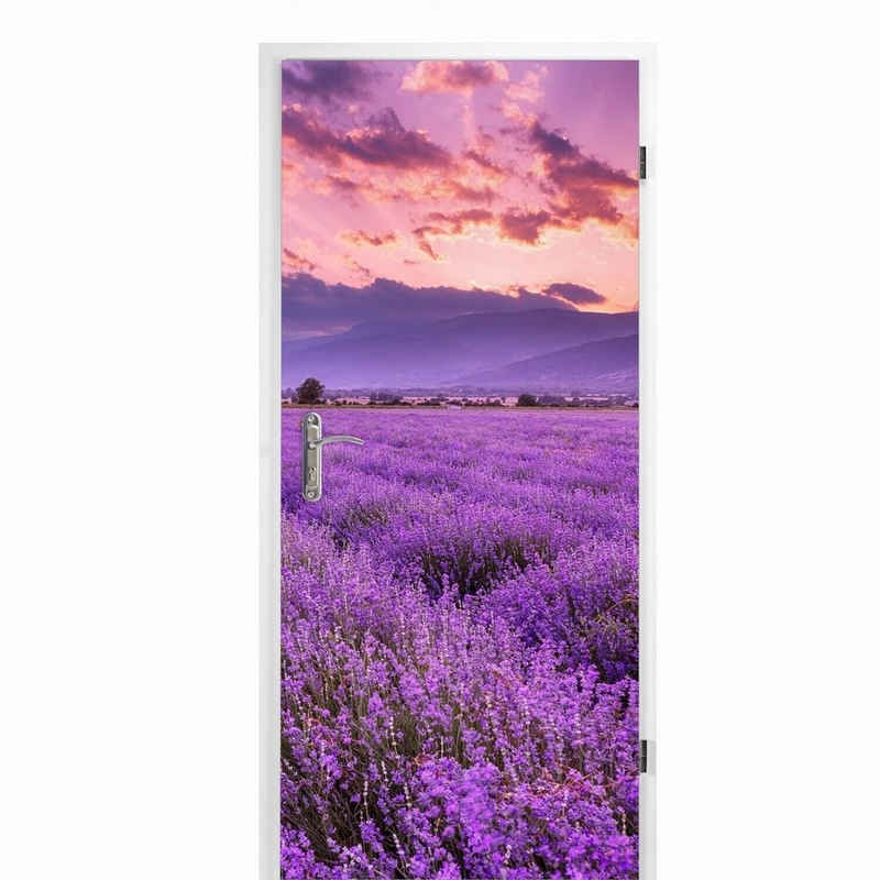 nikima Wandtattoo TB-03 selbstklebendes Türbild – Lavendel (PVC-Folie), 0,9 x 2 m selbstklebende Folie