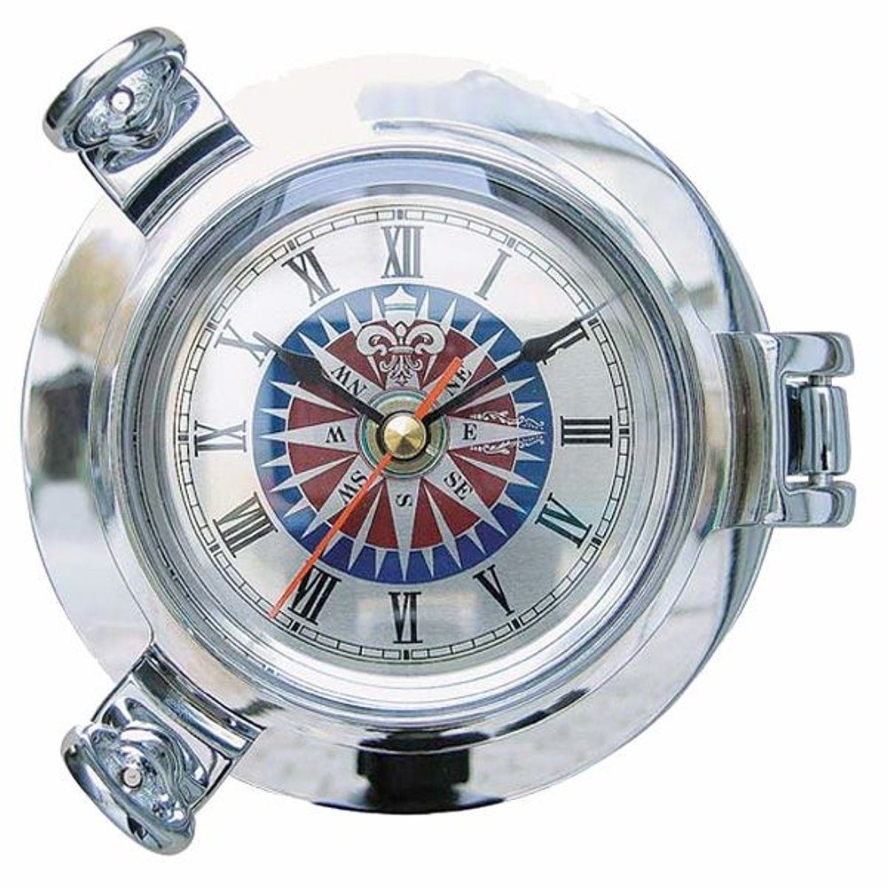 Linoows Uhr Bullaugen Wanduhr mit Windrosen Zifferblatt 14 cm