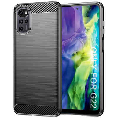 CoolGadget Handyhülle Carbon Handy Hülle für Motorola Moto G22 6,5 Zoll, robuste Telefonhülle Case Schutzhülle für Motorola Moto G22 Hülle