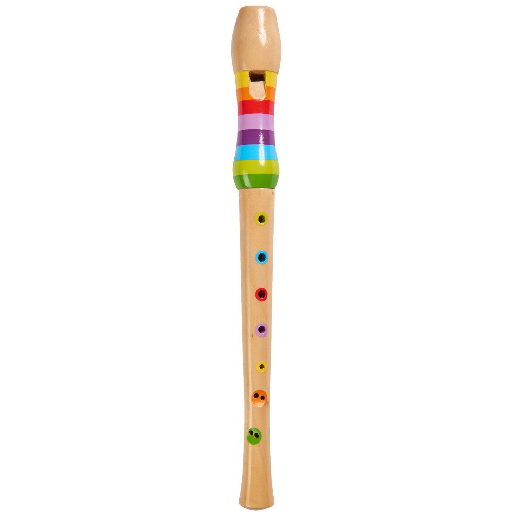 Simba Dickie Blockflöte Eichhorn Holzspielzeug Holzflöte 7 farbige Grifflöcher mit Liedheft