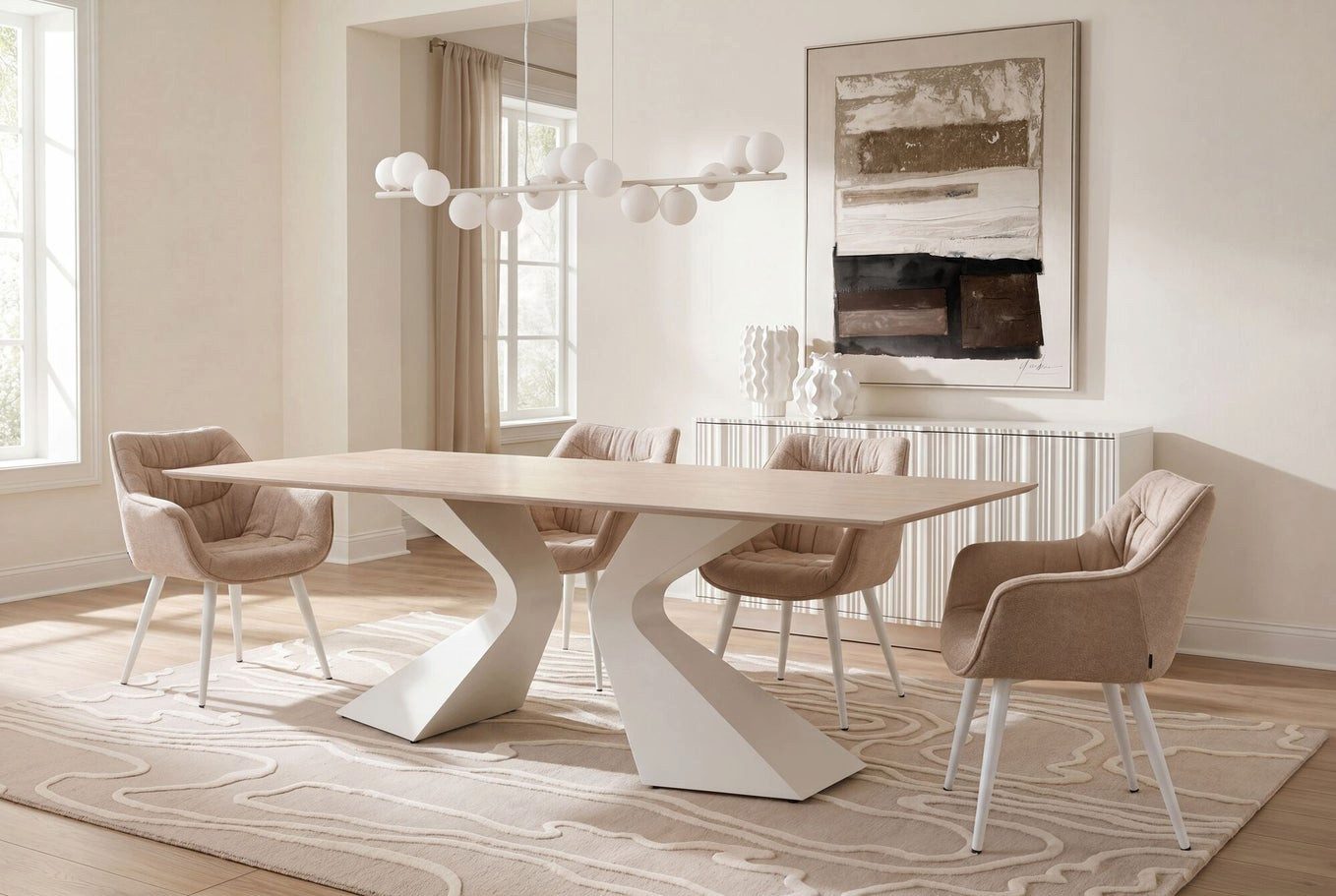 Kare Design Esstisch Gloria, Travertin-Optik, 200x100 cm