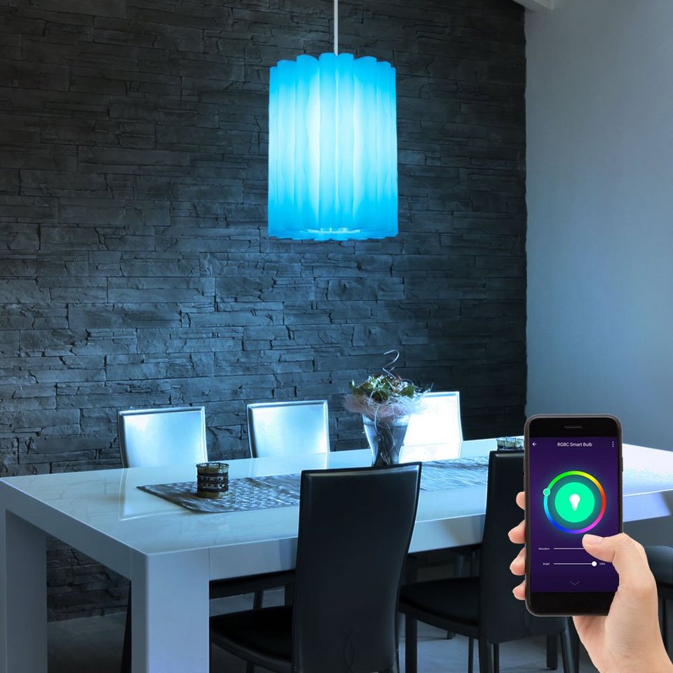 etc-shop Smarte LED-Leuchte, Leuchtmittel inklusive, Kaltweiß, Warmweiß,  Neutralweiß, Tageslichtweiß, Farbwechsel, Hänge Leuchte Decken Wohn Zimmer  Lampe App Alexa Google Dimmer im Set