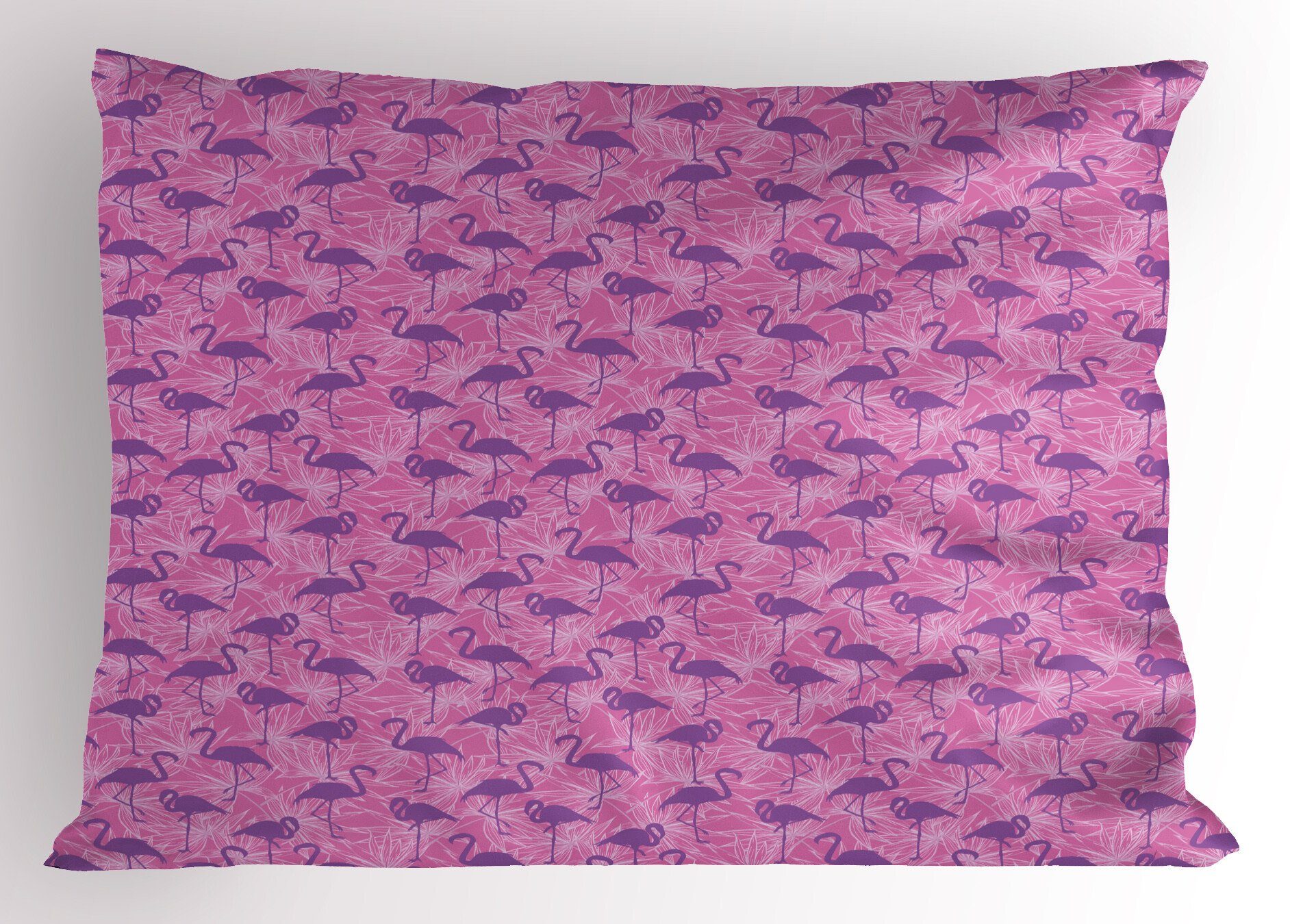 Kissenbezüge Dekorativer Standard King Size Gedruckter Kissenbezug, Abakuhaus (1 Stück), Tropisch Flamingos auf Blättern