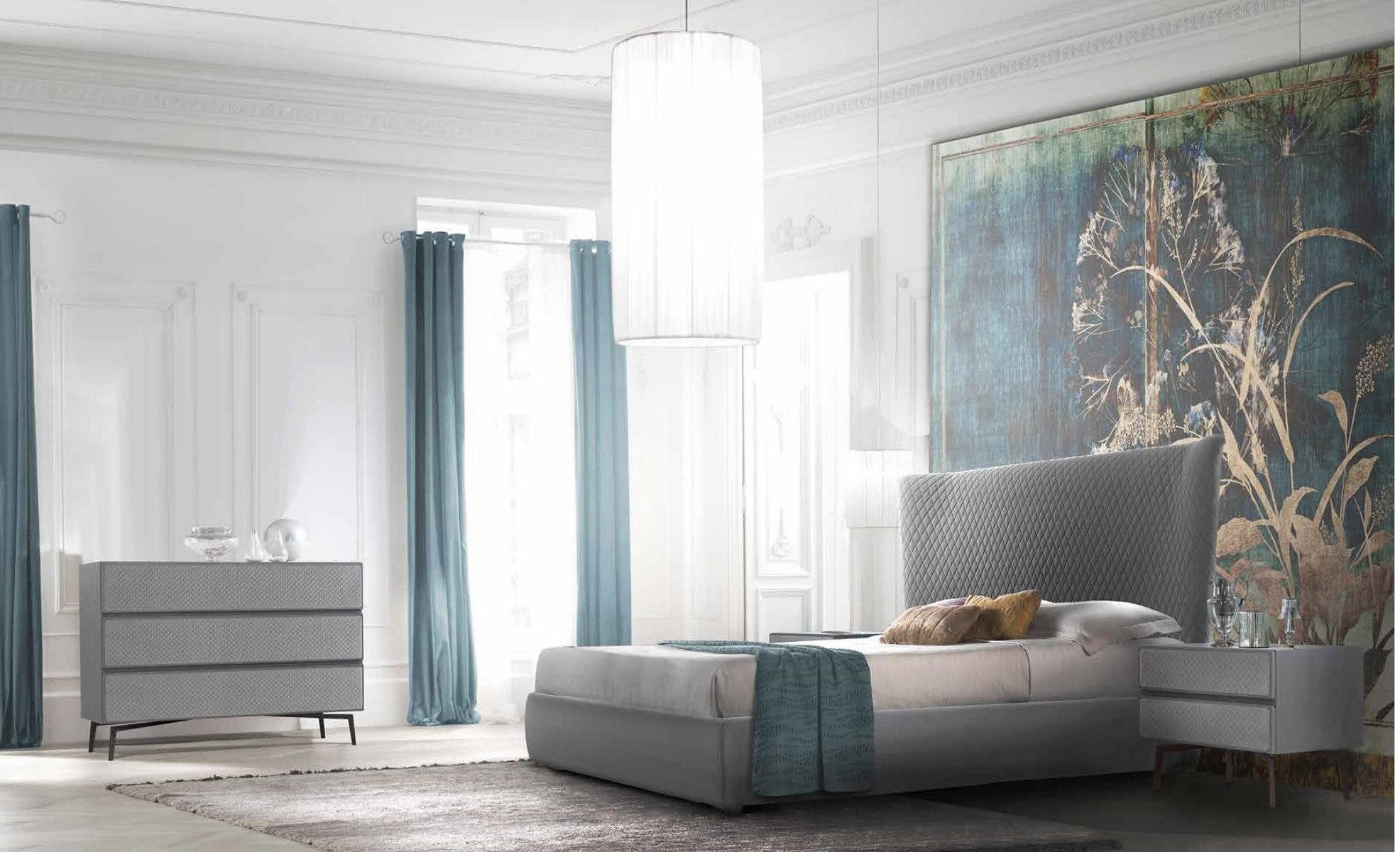 Xlmoebel Bett Neues Designer-Doppelbett in Grau aus luxuriösen Materialien (1-tlg., Bett), Hergestellt in Europa