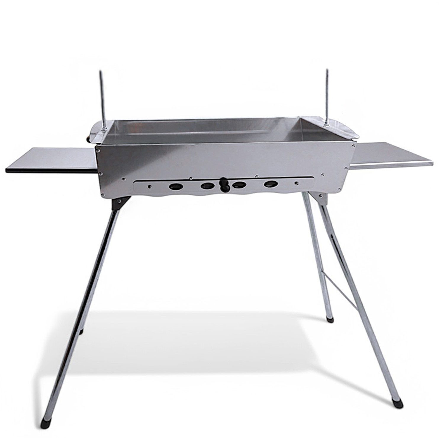 Grillpeter Holzkohlegrill Mangal Ideal Grill Edelstahl 2mm mit Döner Hähnchen Drehspieß Motor