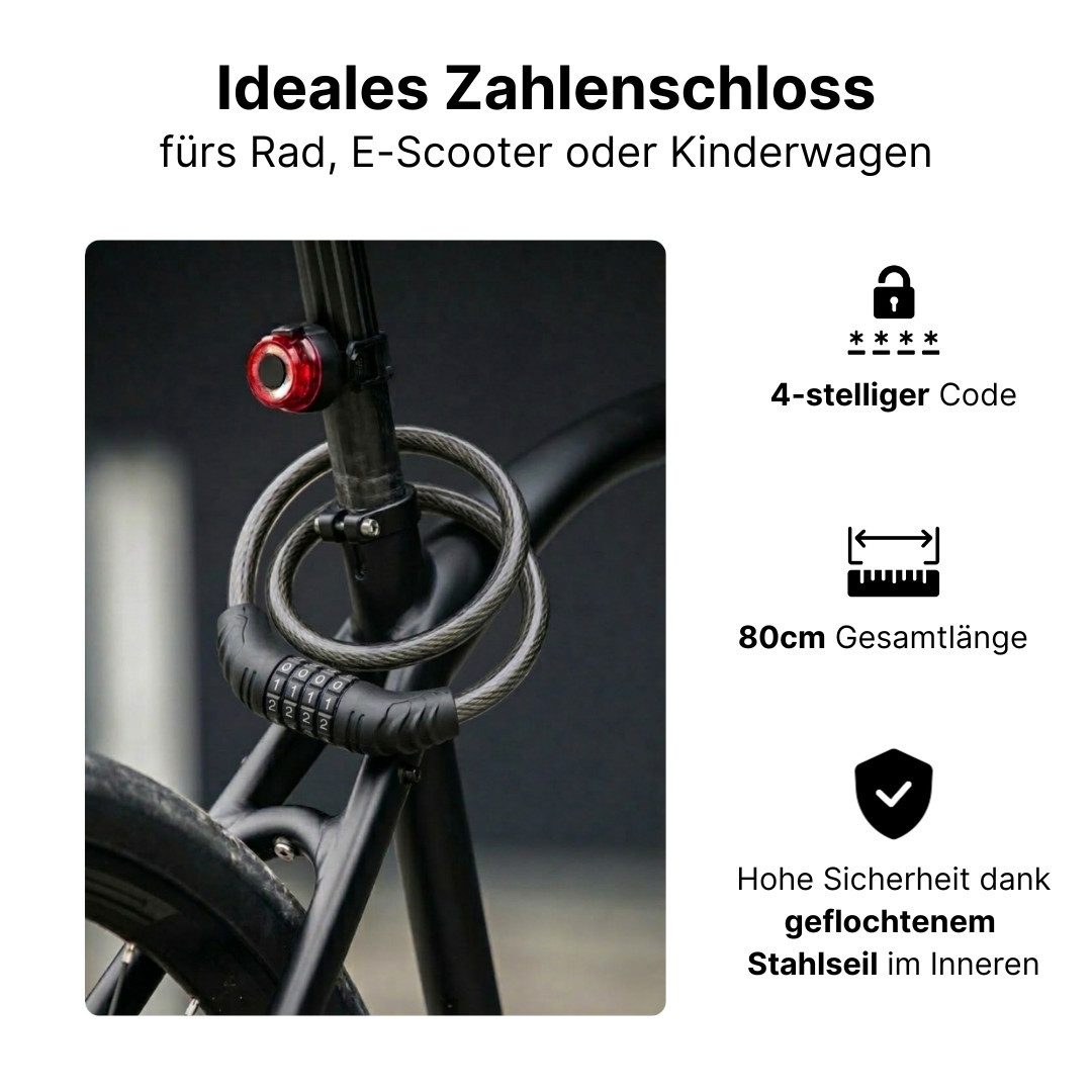LIVINA HOME Zahlenkettenschloss Fahrradschloss, Kettenschloss für Rad, 4-stelliges Zahlenschloss, 4-stellige Zahlenschloss ermöglicht über 10.000 Kombinationen