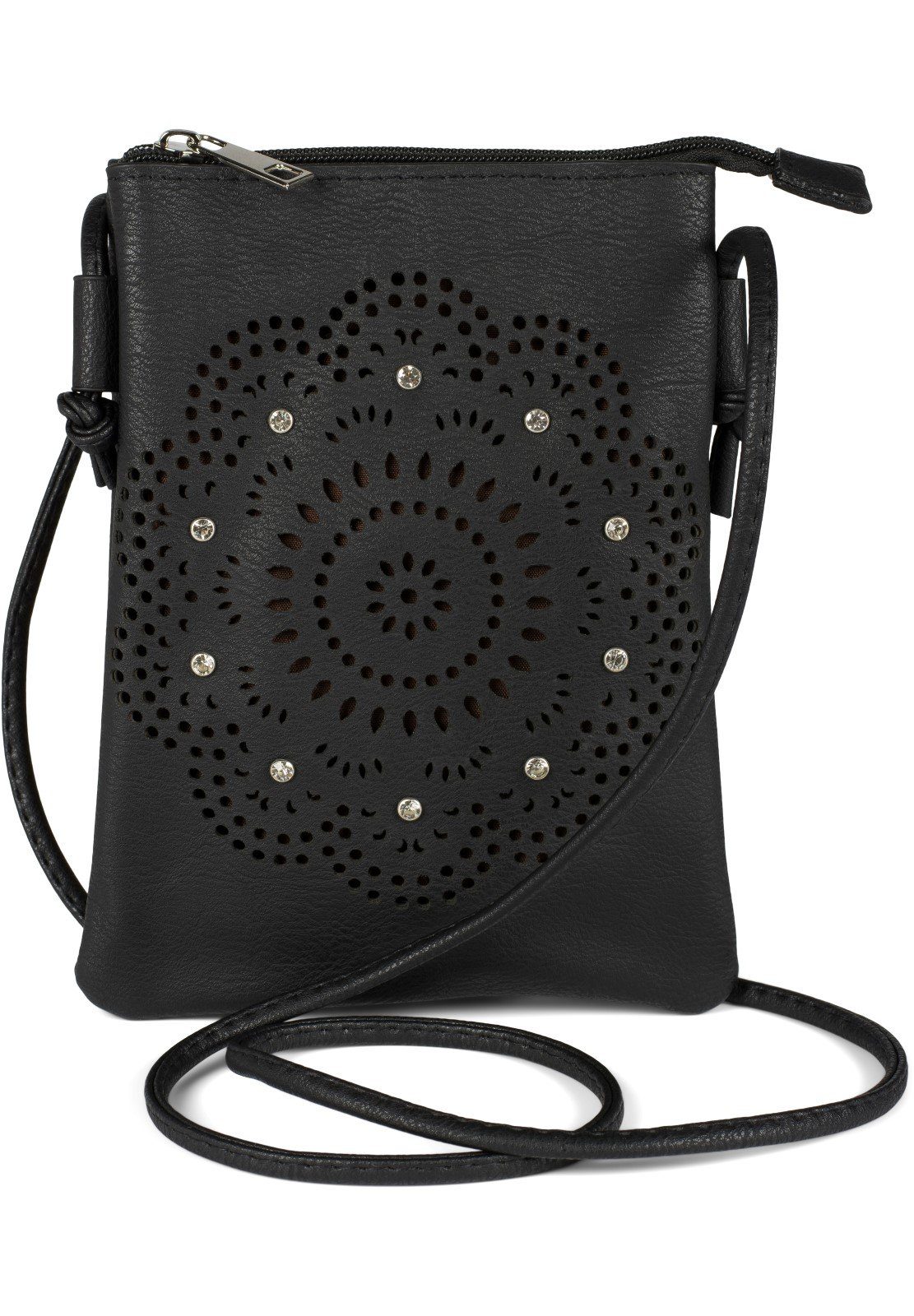 styleBREAKER Mini Bag Mini Umhängetasche Blumen Cutout und Strass (1-tlg)