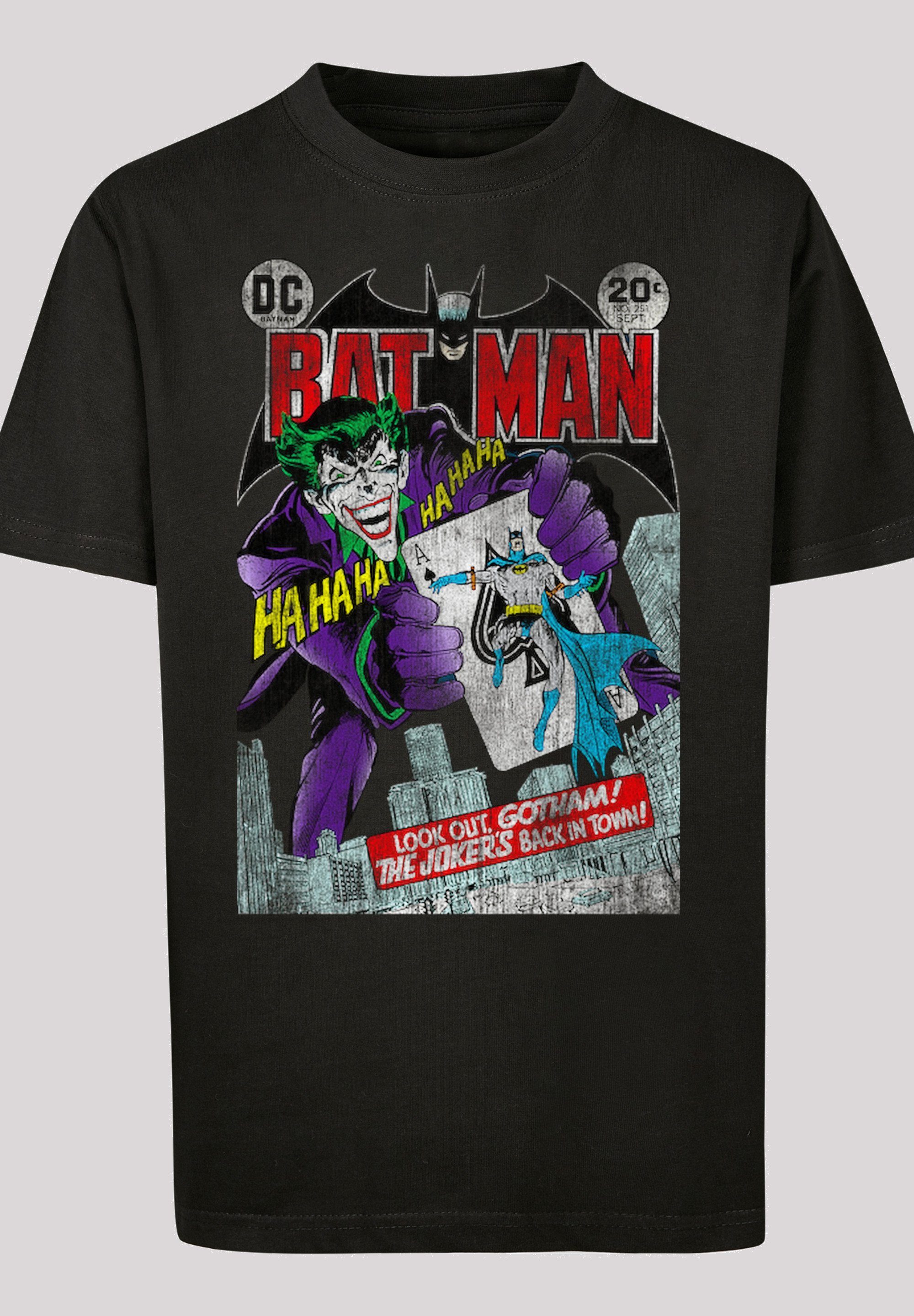 Tee Batman F4NT4STIC Joker with Card (1-tlg) Playing Cover Kinder Kids Basic Kurzarmshirt black