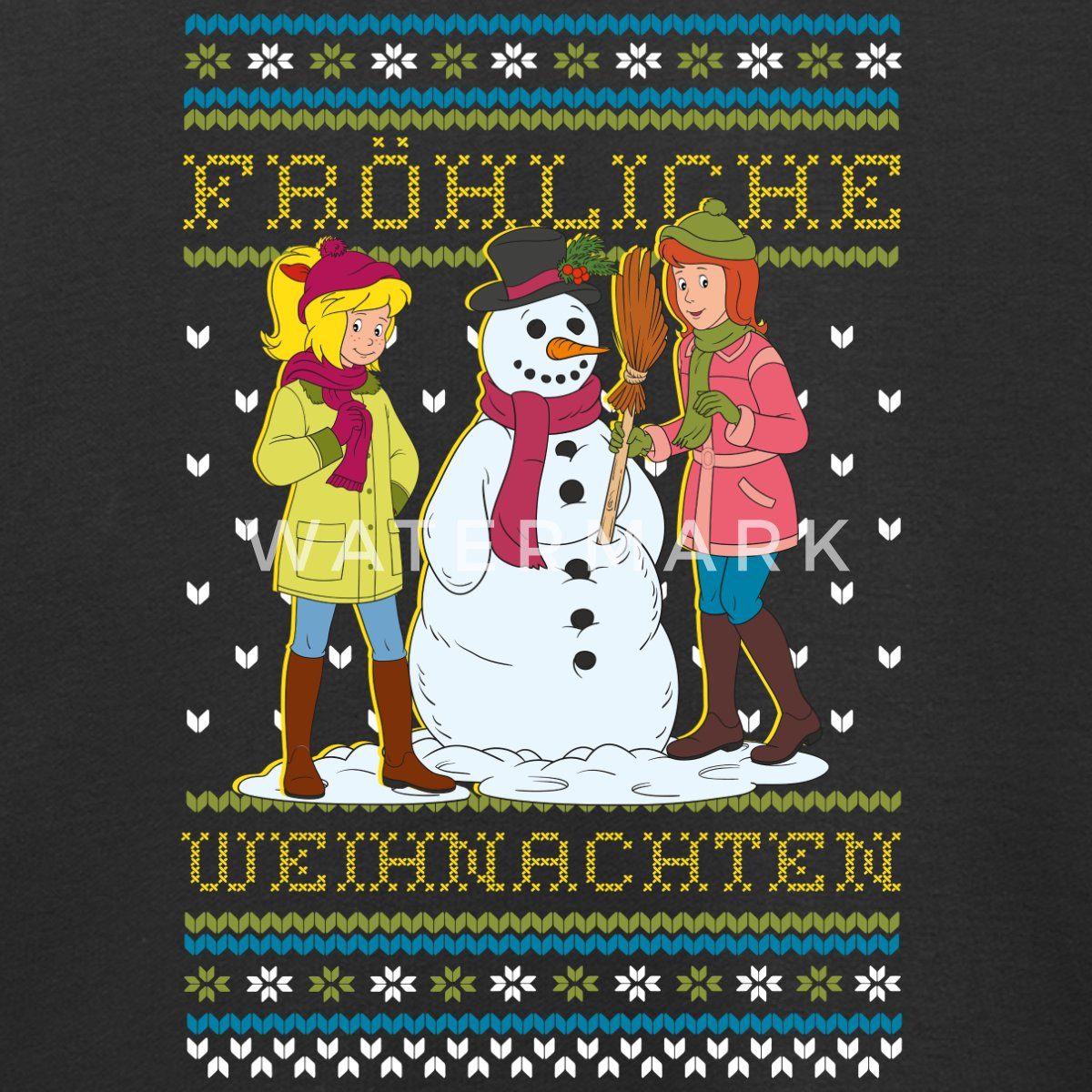 Spreadshirt Sweatshirt Bibi Und Tine Fröhliche Weihnachten Ugly Christmas Kinder Premium Pull (1-tlg)