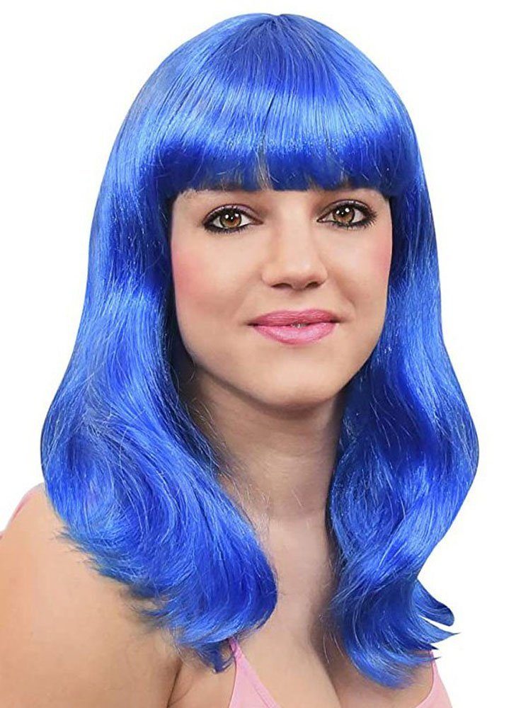 Kostüm-Perücke Langhaarfrisur blau - Kostüm Perücke für Fasching