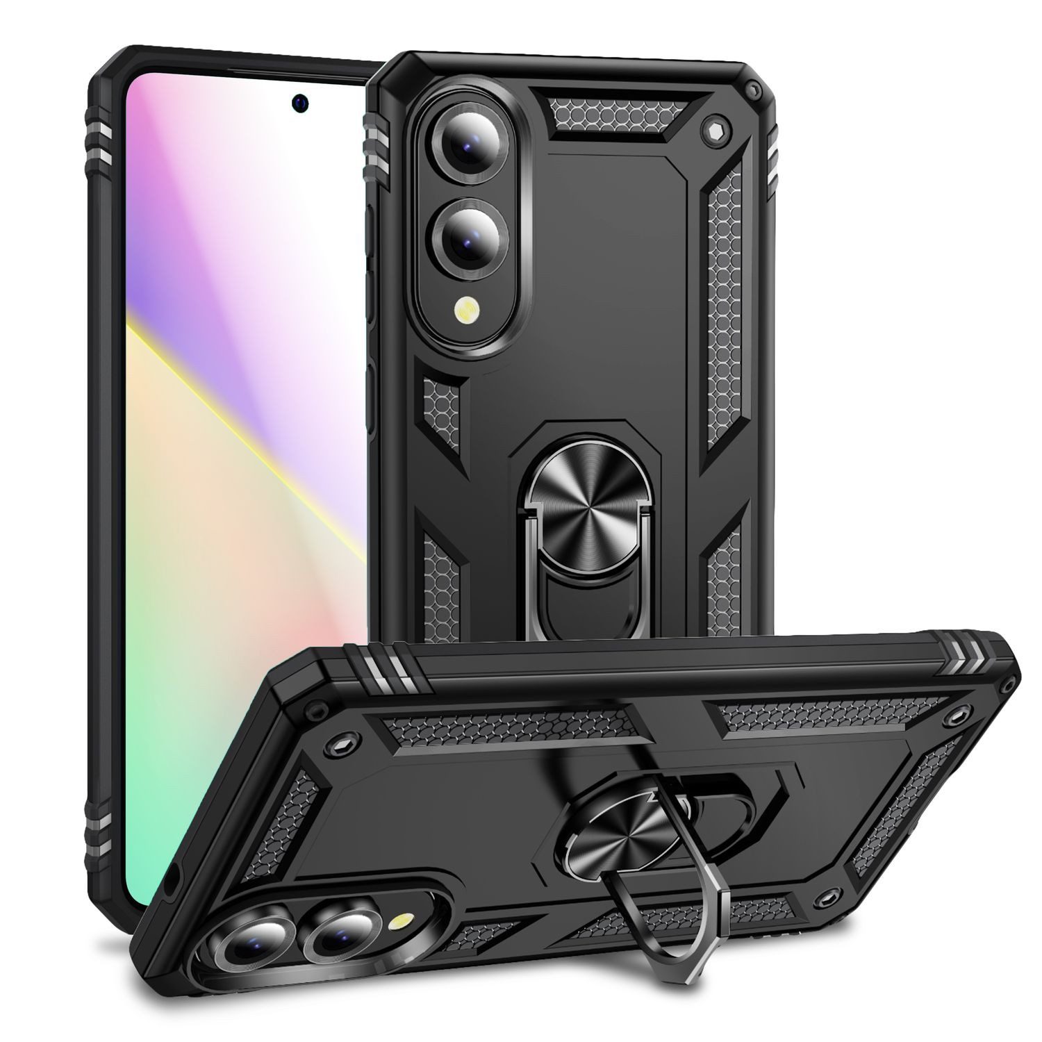 Nalia Smartphone-Hülle Samsung Galaxy S25 Edge 17 cm (6,7 Zoll), RingDefend / Militär Fallschutz / Stoßfest & Rutschfest / 360° Ring