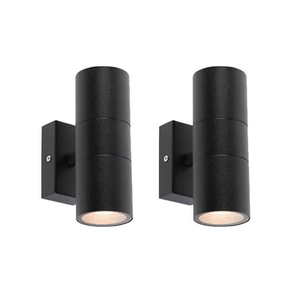 Qazqa Wandleuchte Duo, QAZQA Wand­leuchte, Schwarz, Edelstahl, Modern
