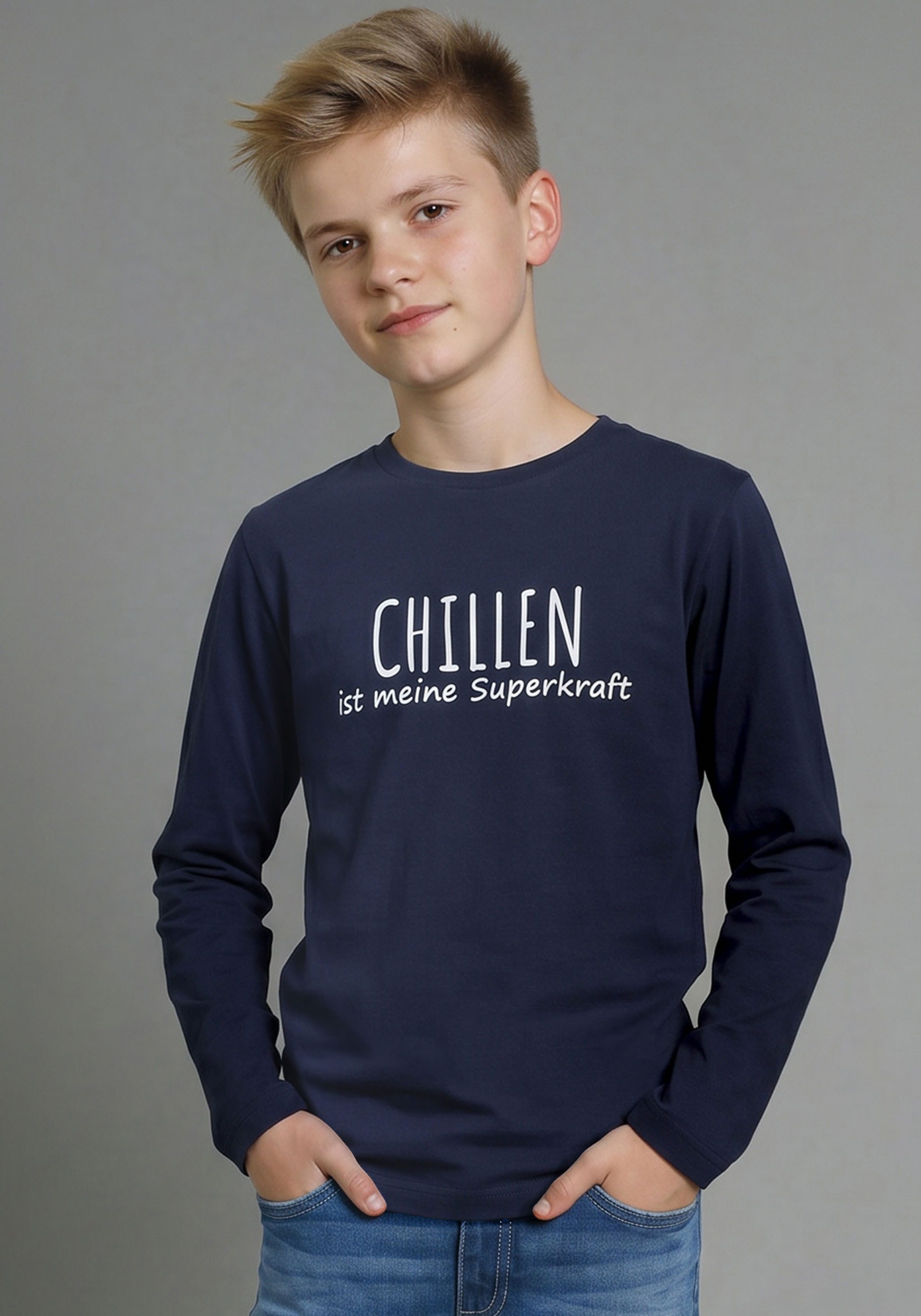 Langarmshirt Sprücheshirt: CHILLEN ist meine Superkraft