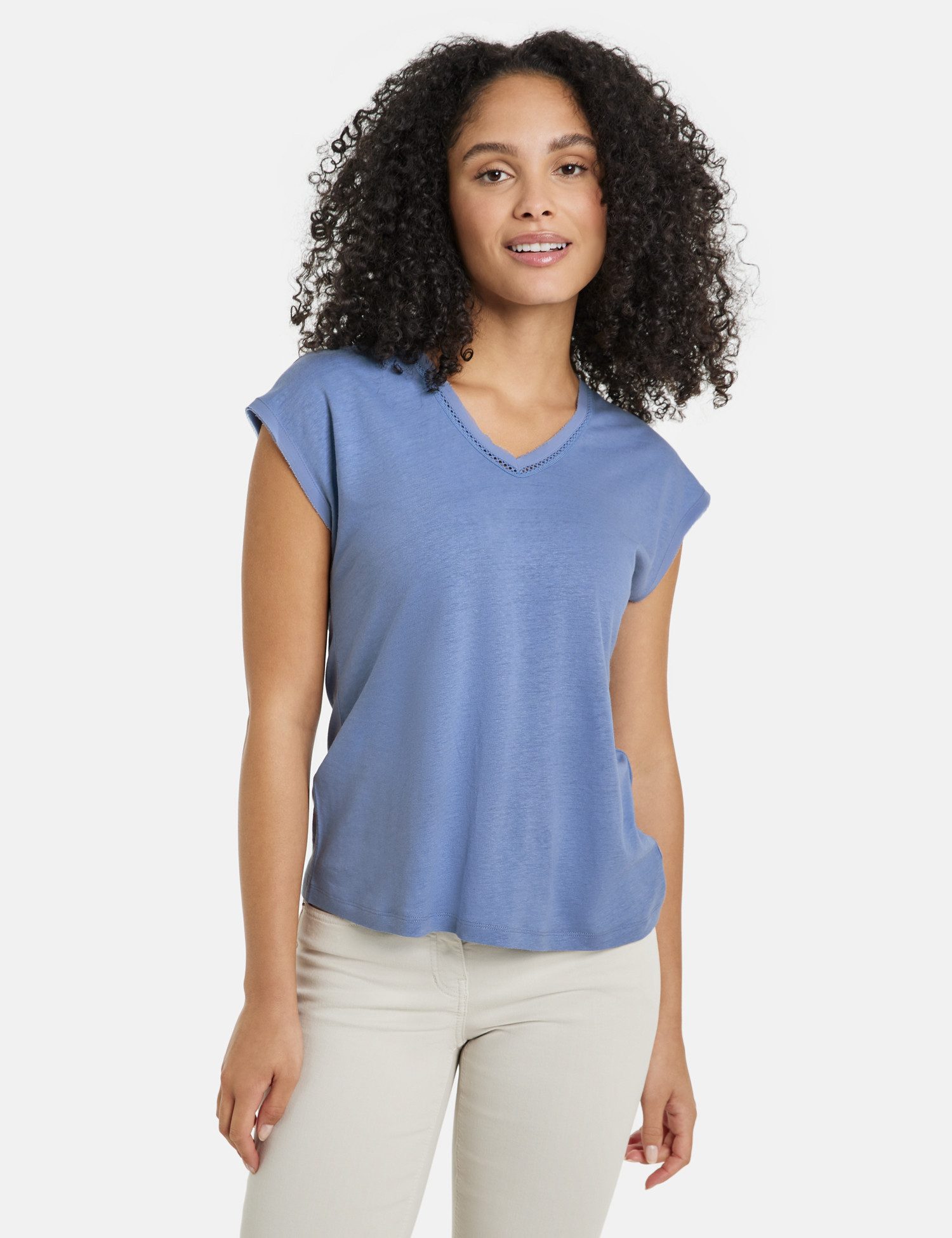 GERRY WEBER Shirtbluse Kurzarmshirt mit Chiffonblende