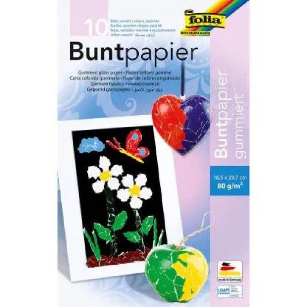 Papierdekoration FOLIA 750 Buntpapier Mappe bunt sortiert gummiert