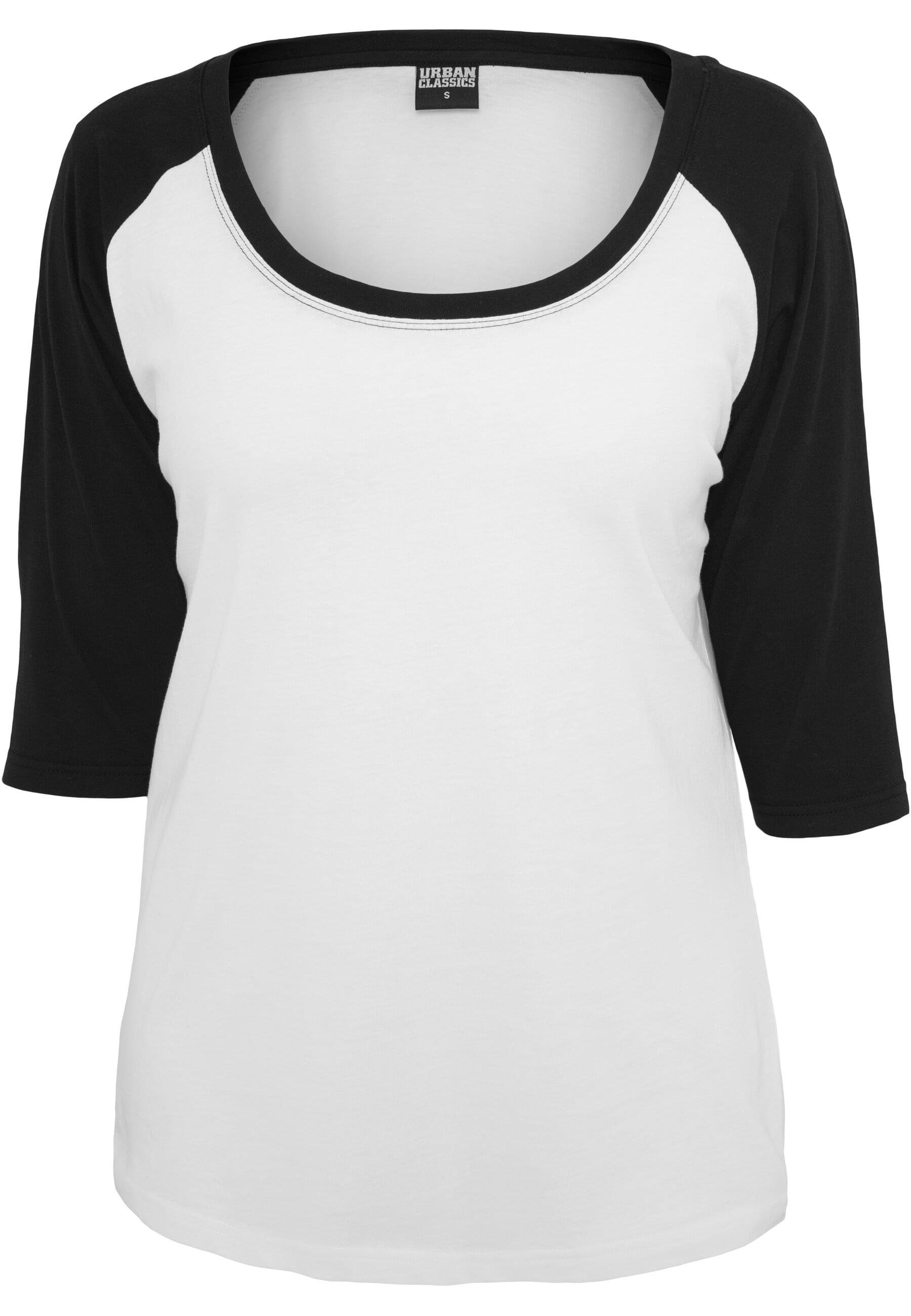 URBAN CLASSICS Kurzarmshirt Damen Ladies 3/4 Contrast white/black Raglan Tee (1-tlg)