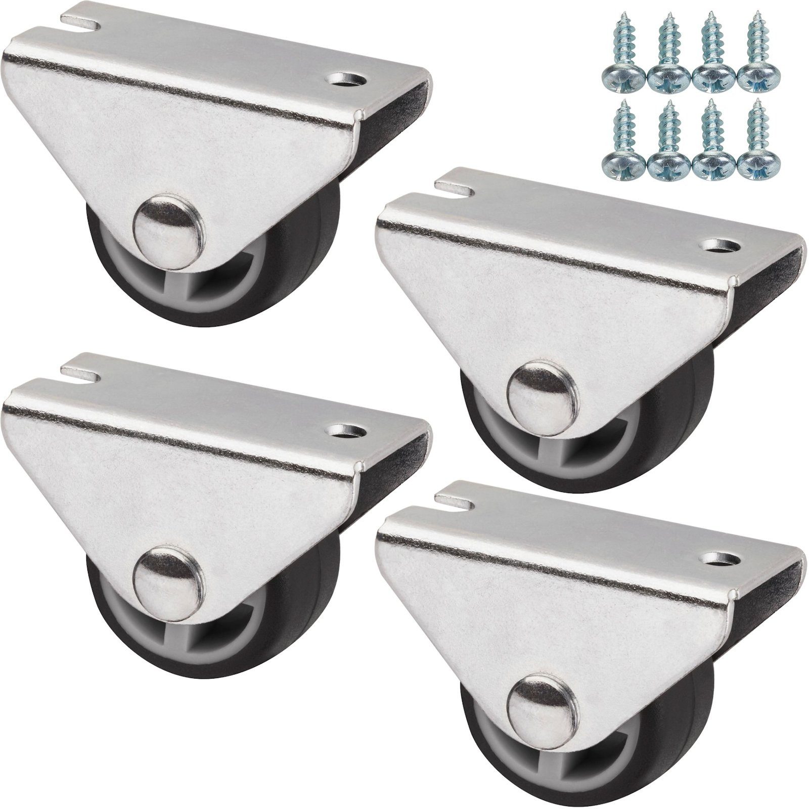 SO-TECH® Möbelrolle Bockrollen PASSAU Unterbaurollen inkl. Schraubenset, (4-St), Ø 25 mm, Boden-Montage Kastenrollen