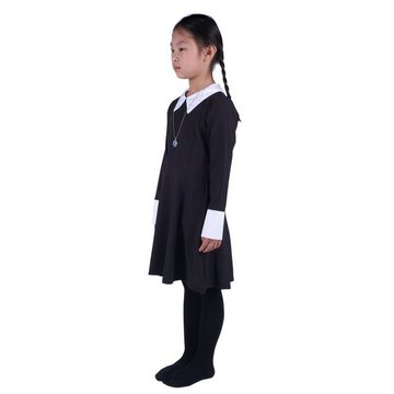 GalaxyCat Kostüm Wednesday Addams Kinder Kleid, Mädchen Schuluniform von Wednesday, Wednesday Addams Schuluniform für Mädchen