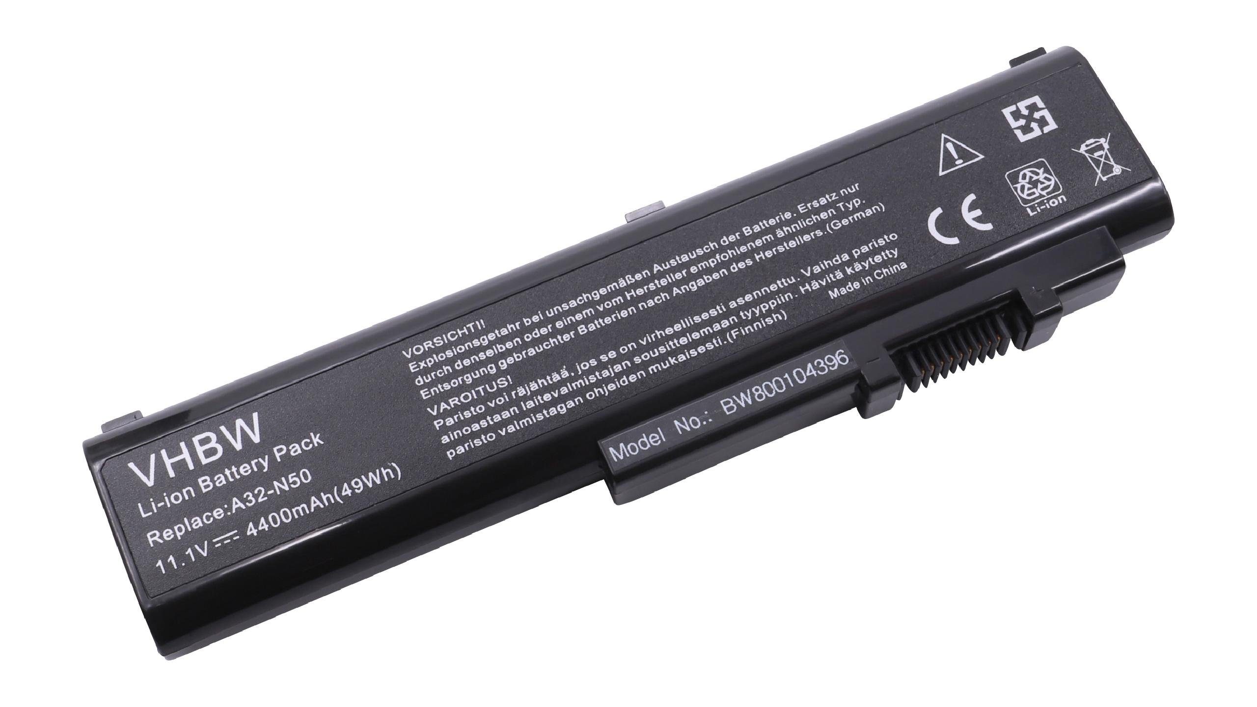 vhbw Ersatz für Asus A32-N50, 90-NQY1B2000Y, 90-NQY1B1000Y, A33-N50 für Laptop-Akku Li-Ion 4400 mAh (11,1 V)