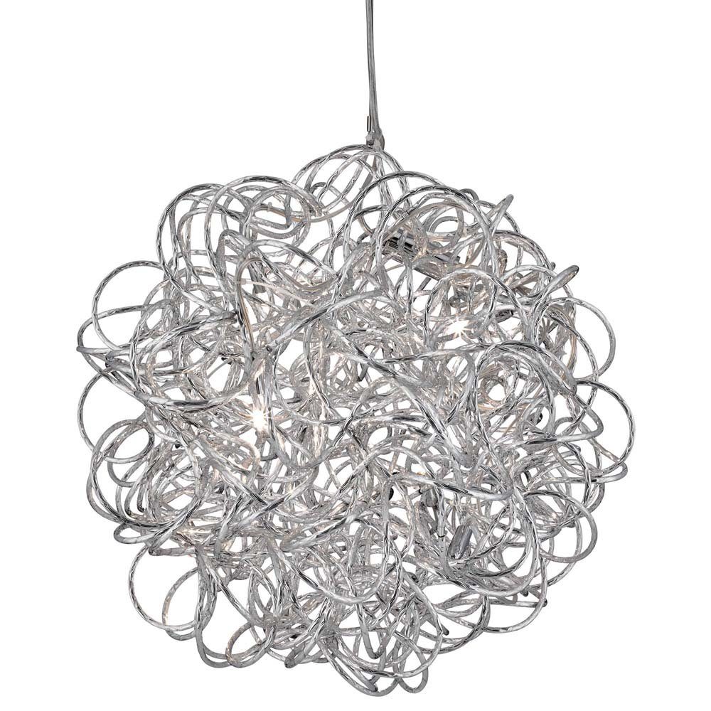 Searchlight Pendelleuchte, Leuchtmittel nicht inklusive, 7W Scribble, 6Flammiger Pendelleuchte, Diamantgeschnittenes Aluminium