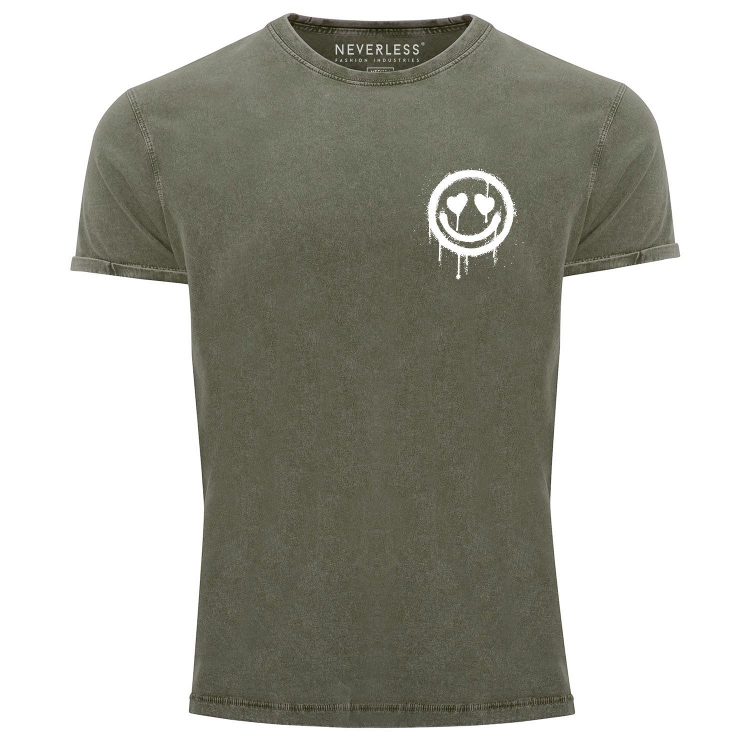 Neverless Print-Shirt Herren Vintage Shirt Print günstig online kaufen