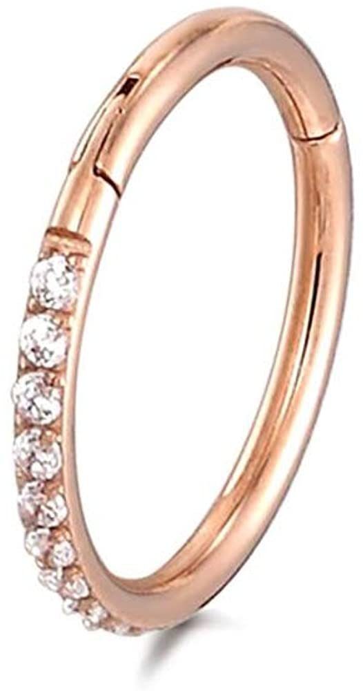 1,2mm Ring Ohrring Roségold - G23 Karisma Clicker 10mm Hinged Karisma Zirkonia Segmentring Piercing-Set Titan Charnier/Conch Stärke Piercing
