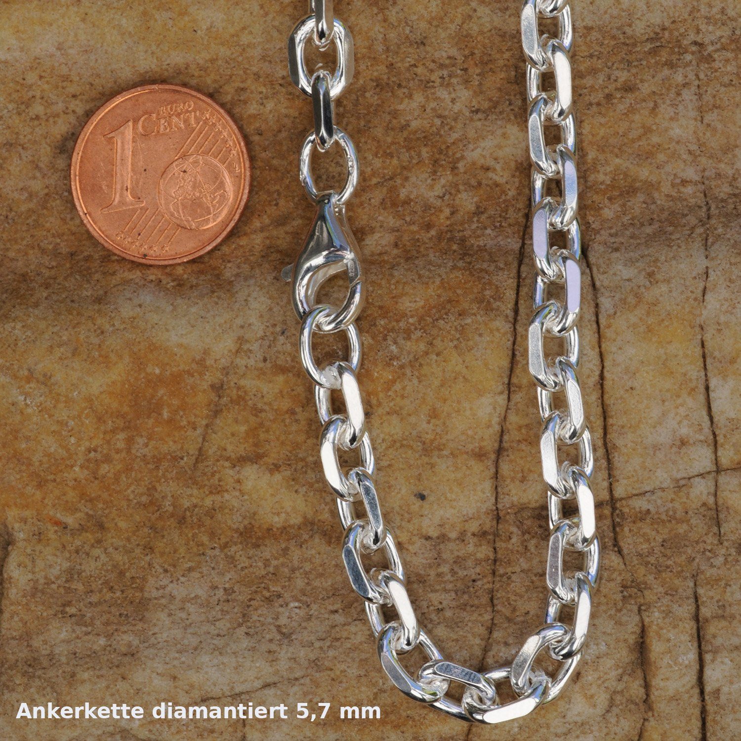 HOPLO Silberkette Ankerkette diamantiert Länge 50cm günstig online kaufen