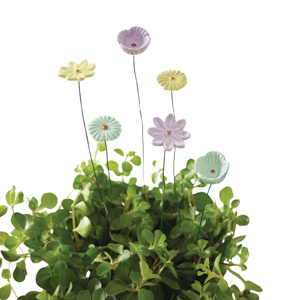 Home-trends24.de Gartenstecker Blumen Stecker Pastellblüten 6er Set Deko Bumen glänzend 30 cm (6-St)