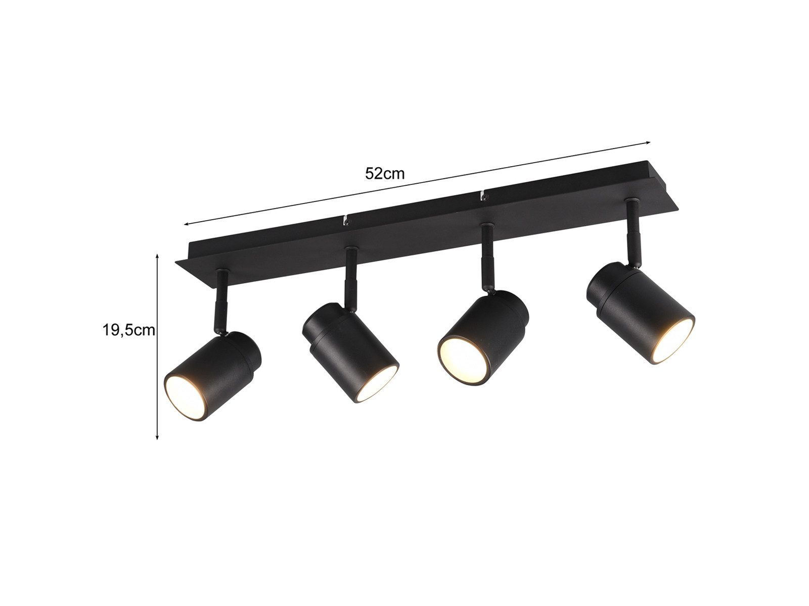 TRIO Leuchten LED Deckenstrahler Badezimmer geeignet, Breite 52cm, dimmbar, LED wechselbar, Warmweiß, innen Bad-Lampe Decke, Strahler schwenkbar inkl. GU10 LED – Bild 4 von 5
