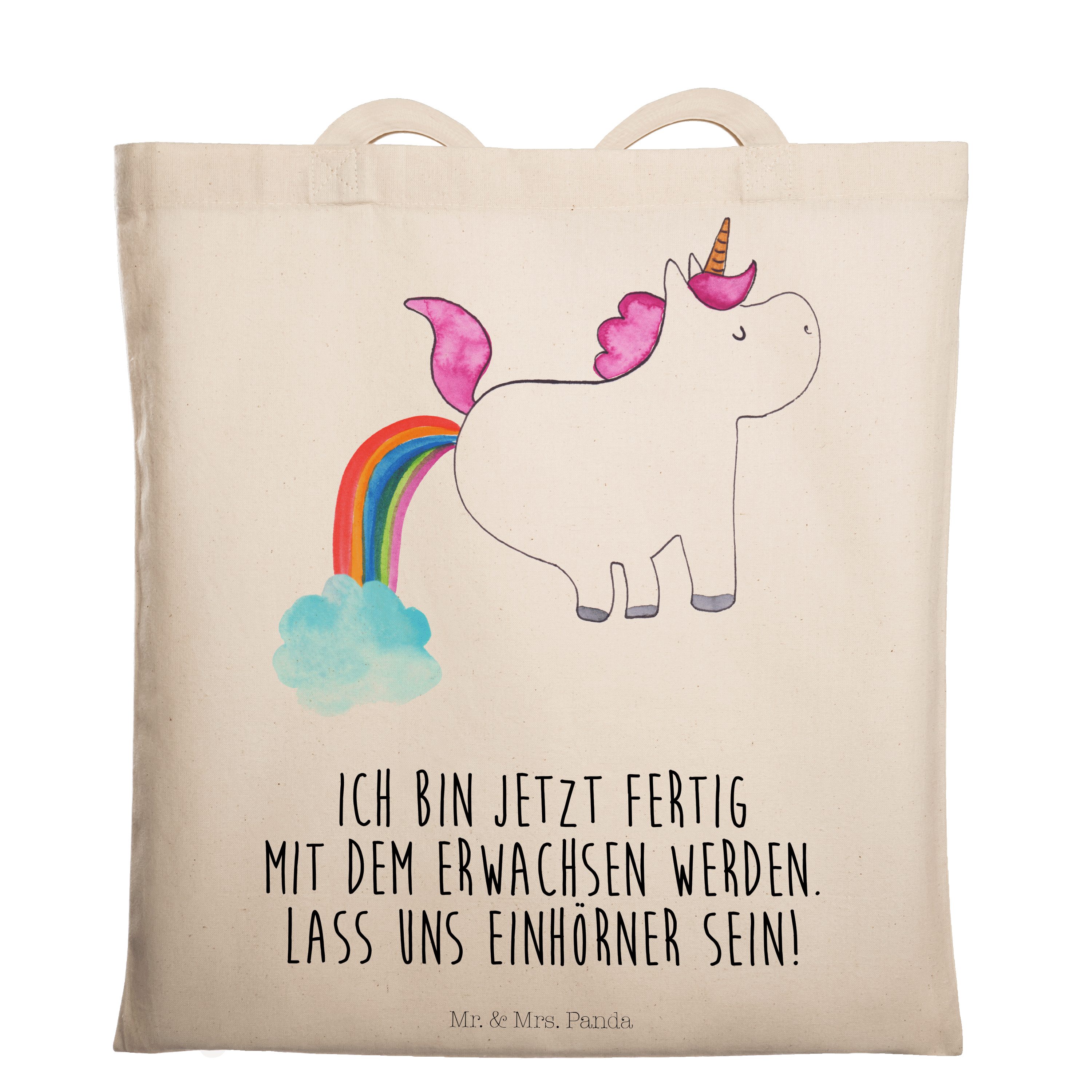 Mr. & Mrs. Einhorn Pupsend Transparent - Unicorn, Panda (1-tlg) Tragetasche - Einhörner, Geschenk, Jutebeu