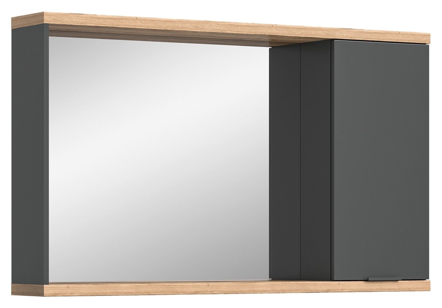 xonox.home Spiegelschrank NUARO, mit Spiegel, Anthrazit, Nox Eiche Dekor, 1 Tür, B 130 x H 77 x T 20 cm, Badmöbel