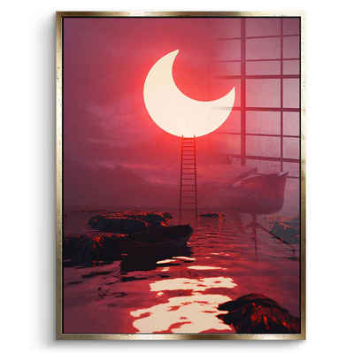 DOTCOMCANVAS® Acrylglasbild A New Light - Acrylglas, Acrylglasbild rot Sonnenfinsternis Landschaft AI KI generiert Wandbild