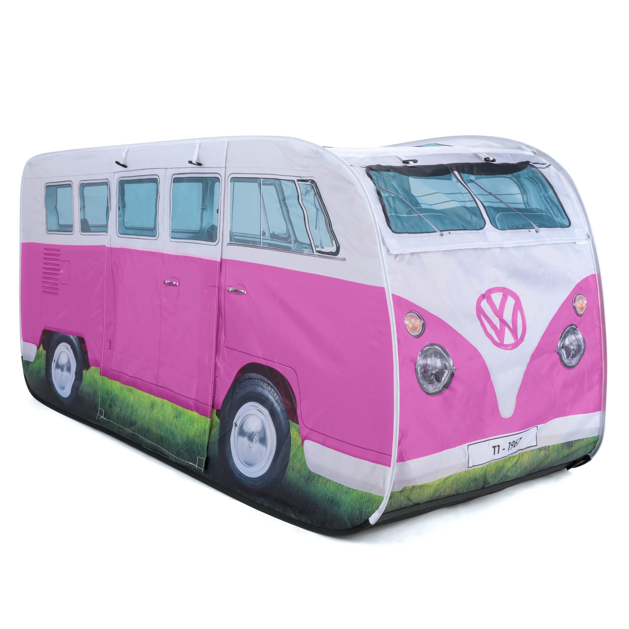 VW Collection by BRISA Spielzelt Volkswagen Pop-Up-Zelt im T1 Bulli Bus Design 165 cm (Komplettset mit klarer Anleitung, 1) Kinderzelt mit Fenstern
