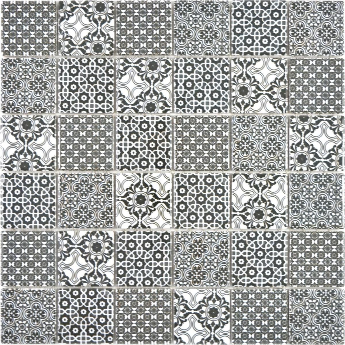 Mosafil Mosaikfliesen Keramik Mosaikfliesen Daymion Retrooptik Quadrat 47 Schwarz, Keramik 29.700x29.700, schwarz-grau, Verlegefertig auf ein Netz geklebt - Frostsicher - Wasserfest