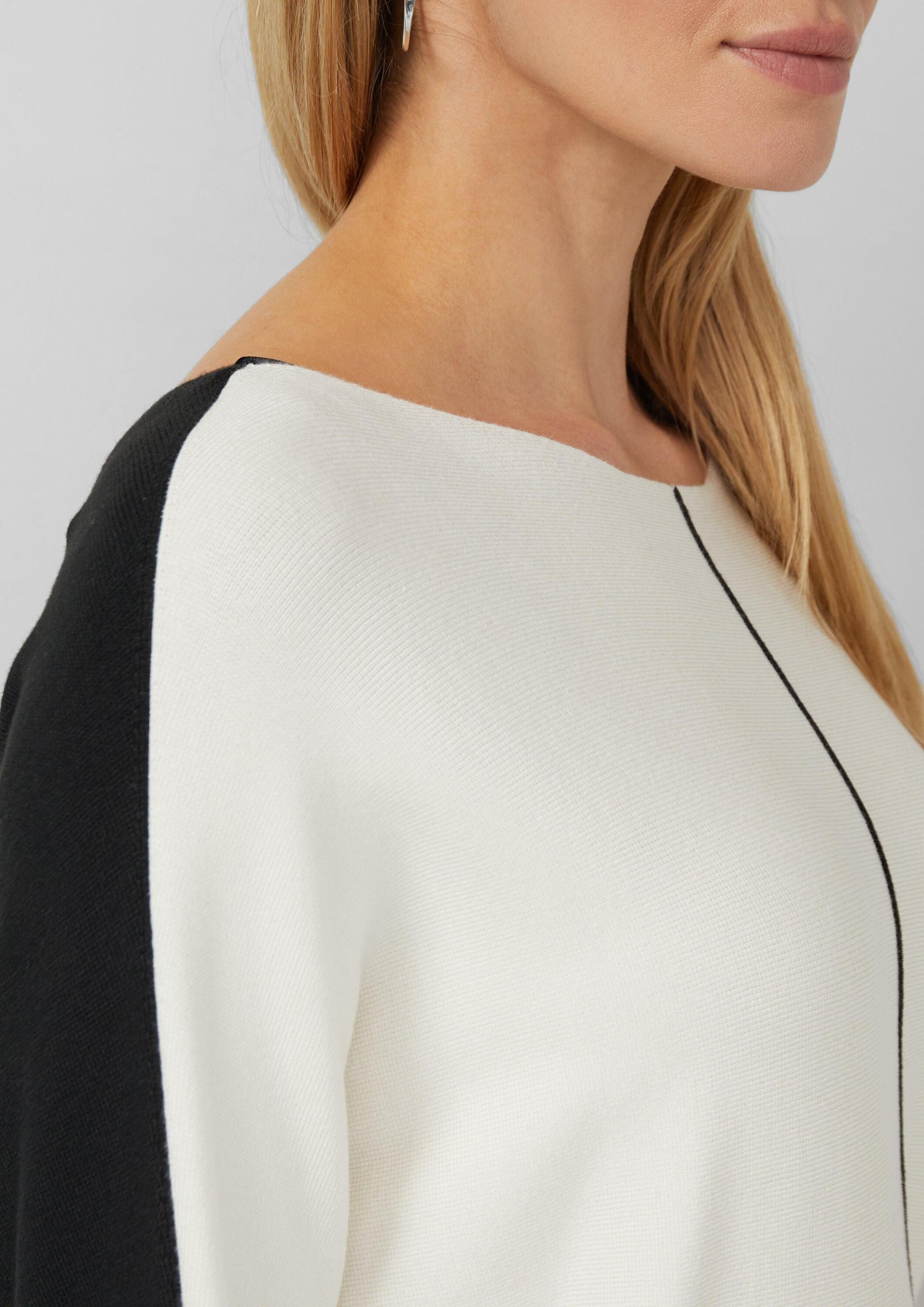 s.Oliver Longpullover Strickpullover Strickpullover mit Colour-Blocking und Fledermausärmeln