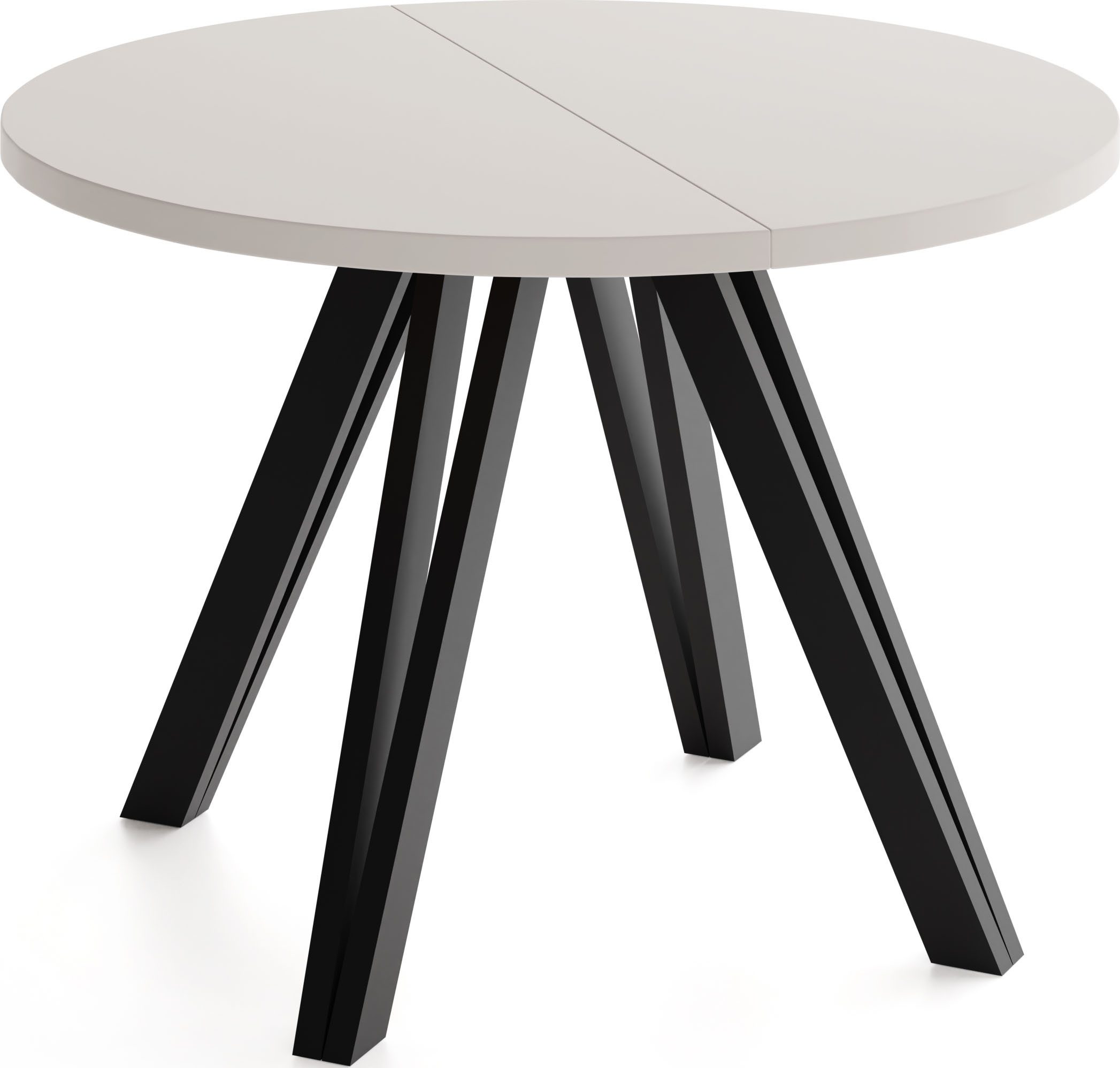 WFL GROUP Esstisch Ravano ausziehbar rund modern mit Schwarzen Holzbeinen (MADE IN EU, drei Größen – 100 cm, ausziehbar auf 140/180 cm), platzsparender Tisch für kleine Küche, Esszimmer oder Wohnzimmer