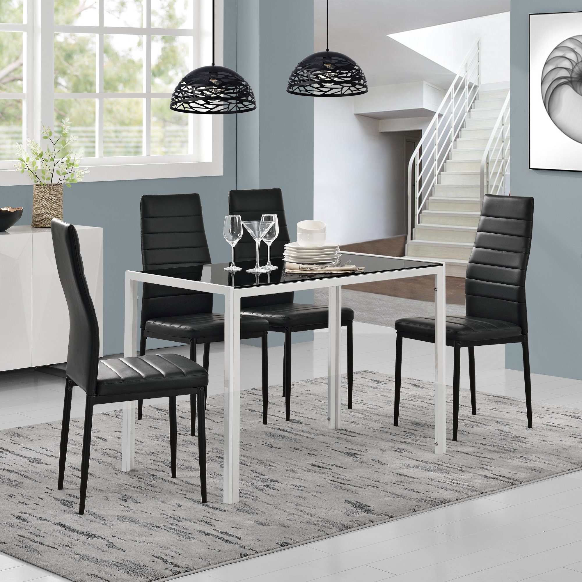 En Casa Esszimmer Set Set 5 Tlg Bestehend Aus 1 Tisch 4 Stuhlen Bergen Esstisch 4 Stuhle In Verschiedenen Farbkombinationen Online Kaufen Otto