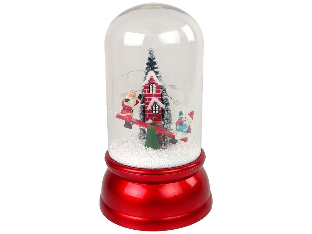 LEAN Toys LED Laterne Weihnachtskuppel mit Schnee und Musik, Weihnachtsmann, Rot