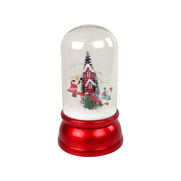 LEAN Toys LED Laterne LEAN Toys Weihnachtskuppel mit Schnee und Musik Weihnachtsmann Rot