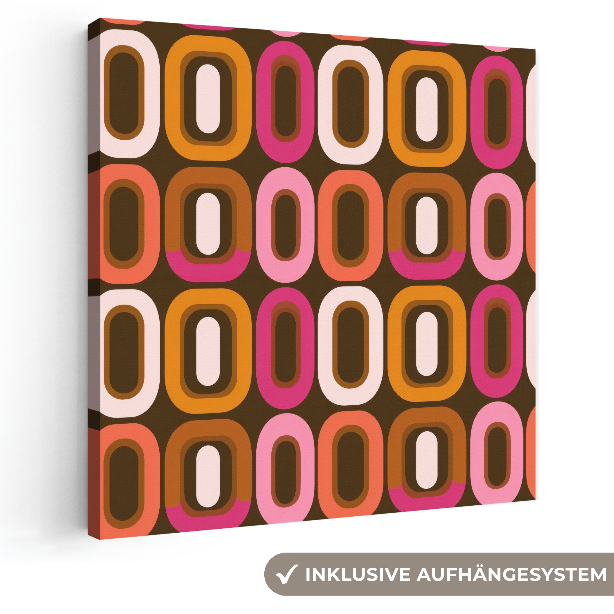 OneMillionCanvasses® Leinwandbild Modern - Retro - Farbenfroh, Fotodruck (1 St), Wandbild, Deko Schlafzimmer Wohnzimmer Flur 20x20 cm