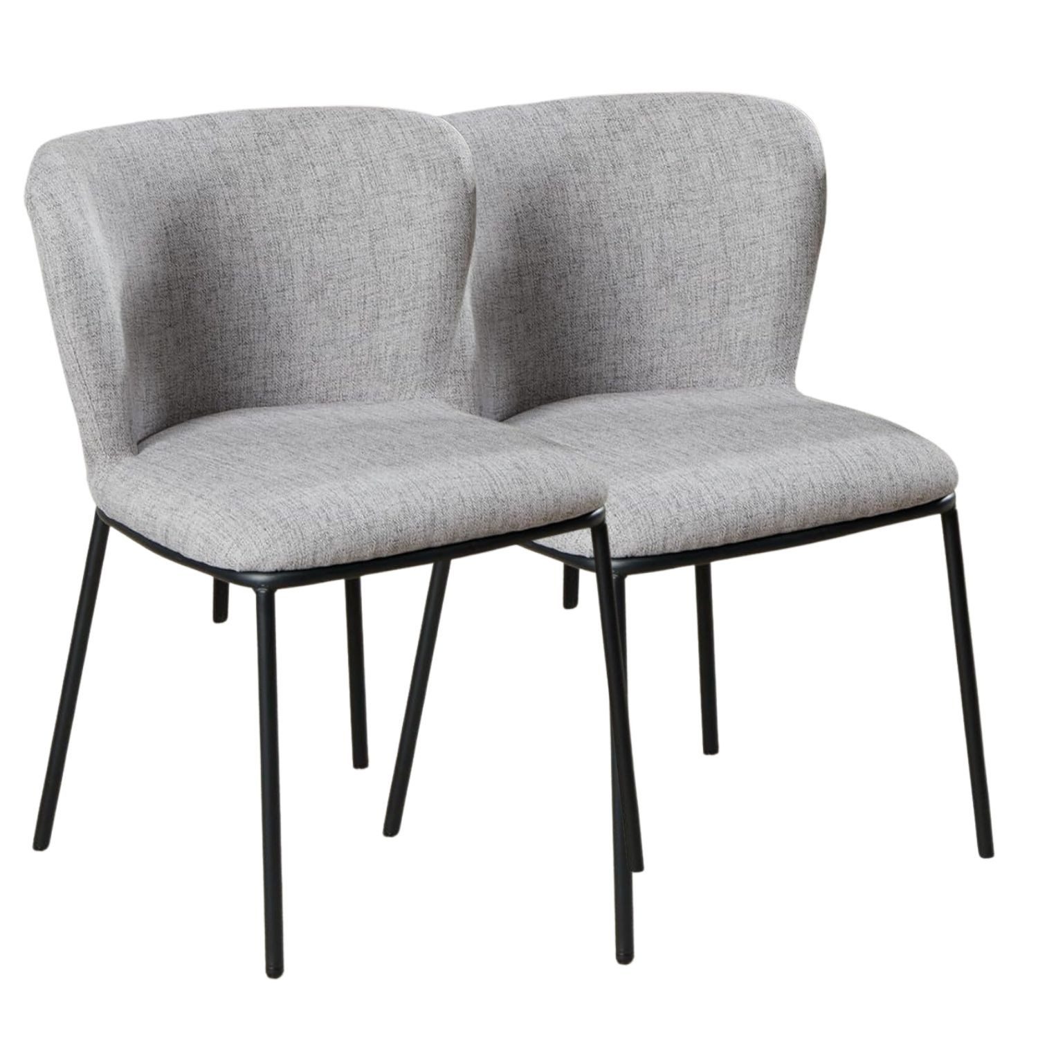 WAHSON OFFICE CHAIRS Esszimmerstuhl 2er Set gepolsterte Küchenstühle ohne Armlehnen aus Kunstfell/Leinen