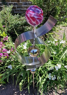 Jürgen Bocker - Gartenambiente Gartenstecker Glaszauber Jupiter aus Edelstahl 100 cm Beetstecker Glaskugel