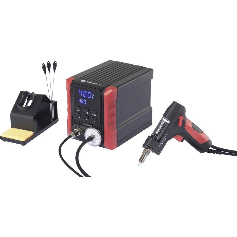 TOOLCRAFT Lötkolben TC-8955 Entlötstation digital 150 W 300 - 480 °C inkl. Entlötsaugpumpe, inkl. Entlötsaugpumpe
