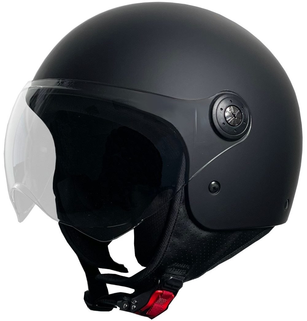 Motorradhelm Jethelm 229 matt schwarz Größe S