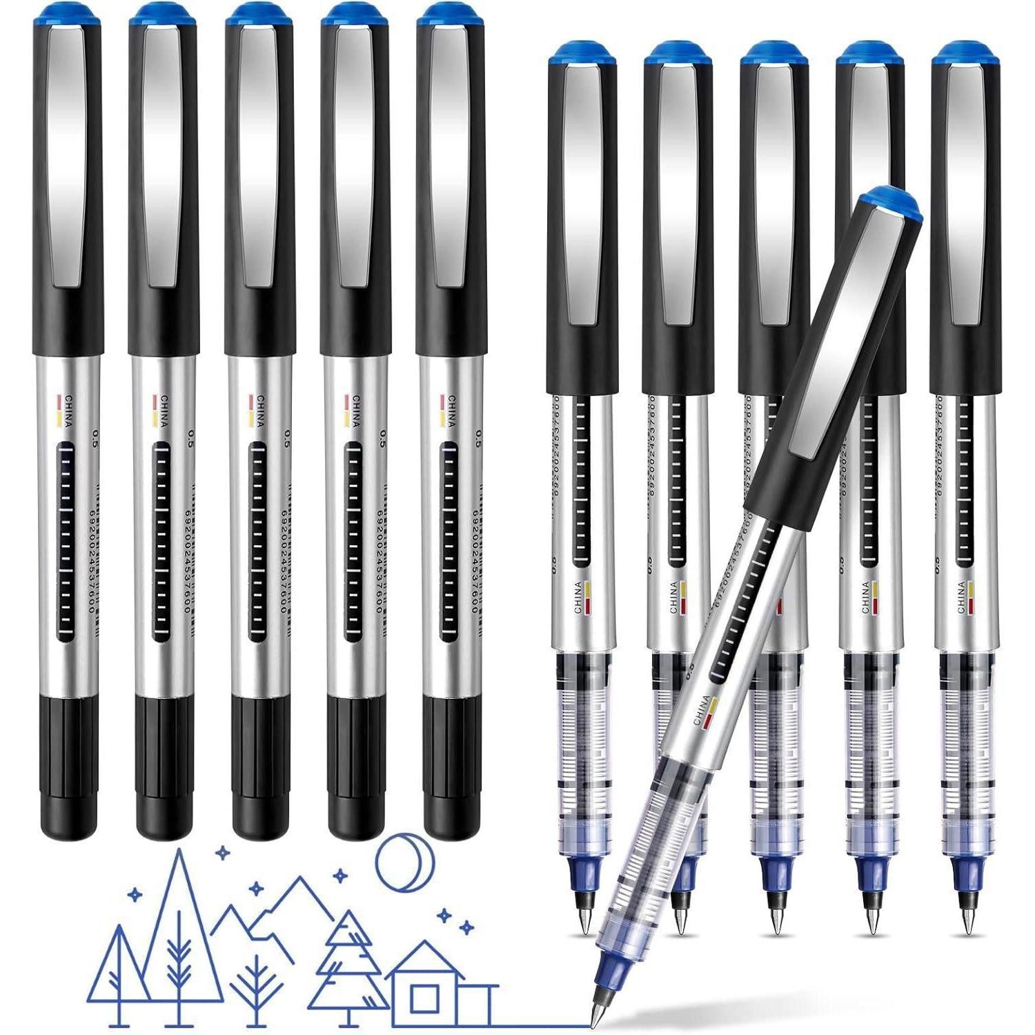 LuxusKollektion Gelschreiber Kugelschreiber Gelstifte 10 Stück 0.5mm Tintenroller Blau